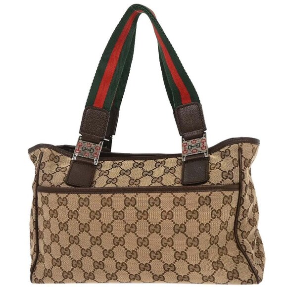 Gucci Beige Canvas GG Sherry Line Tote Handbag 145810 002122 177435 - Picture 1 of 10